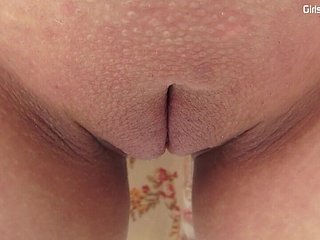 Succulent added to shaved asian pussy in white panties