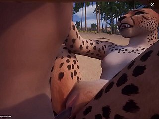 Hot Marketable Cheetah Fucks 3 hommes Linty animé (avec le daughter / sperme)