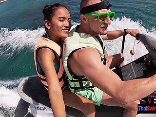 Jetski blowjob with respect to teach with his real Asian teen girlfriend