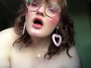 British BBW close by glasses masturbates on webcam