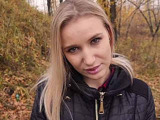 My teen stepsister loves to have sex and swallow cum outdoors. - POV