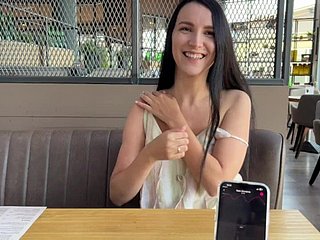 Eva cumming unending on touching public lunch-room thru with Lovense Ferri remote controlled vibrator