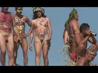Girls give painted males upon Russian nudist seashore